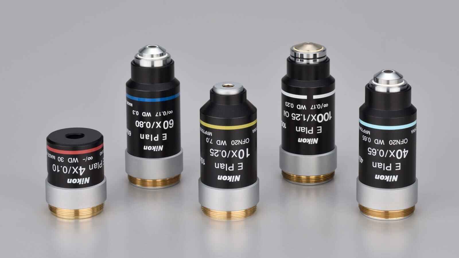 CFI E Plan series objective lenses mounted on the ECLIPSE Si nosepiece