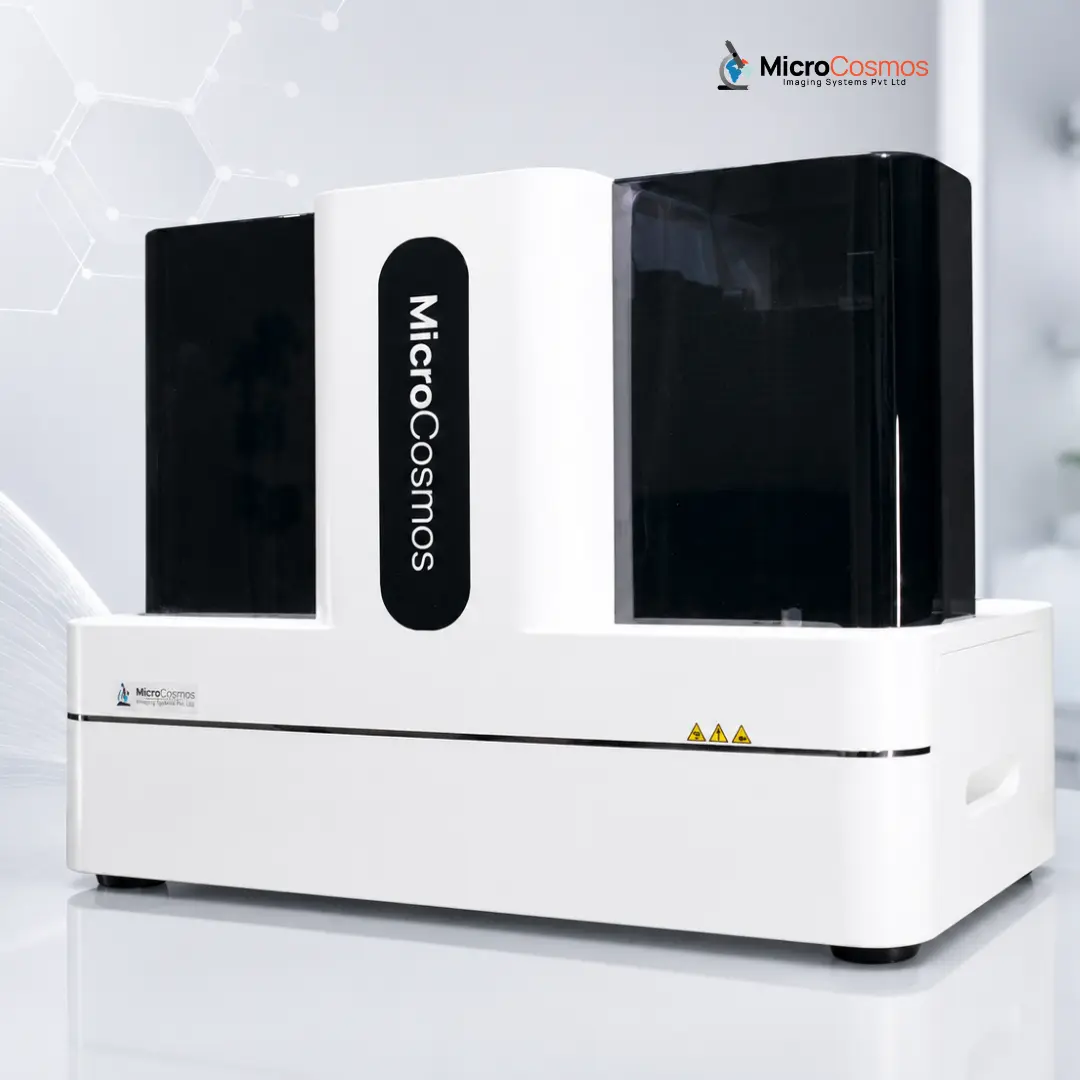 Cosmo WSS whole slide scanner by MicroCosmos Imaging Systems, dual-chamber automated digital pathology scanner