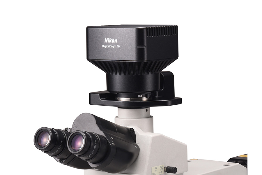 Nikon Digital Sight camera mounted on the ECLIPSE LV150NA LED for high-definition image capture