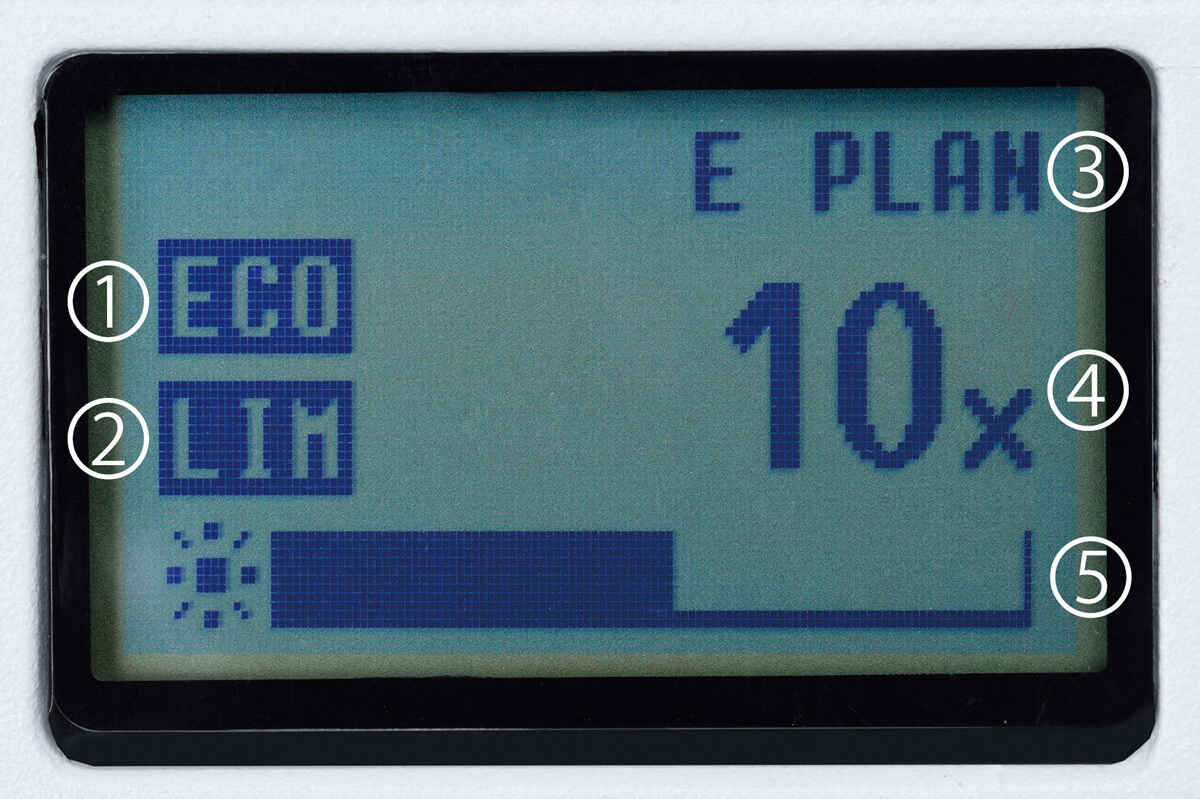 ECLIPSE Ci-L plus LCD status display showing active settings