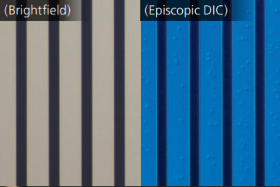 Various observation methods available with the Nikon ECLIPSE LV150NA LED and LV150N LED — brightfield, darkfield, POL, DIC, epi-fluorescence and interferometry